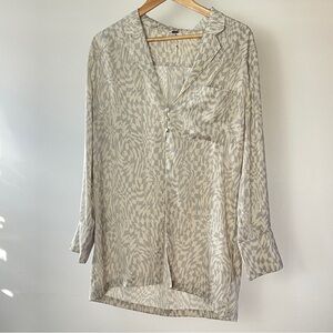Free People Elegant Cream Patterned Blouse Size 8
